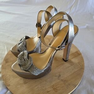 Alexandre Birman | Vicky Metallic Crystal Platform Sandal